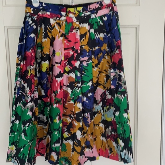 J Crew Abstract Print silk pleated skirt - Picture 3 of 7